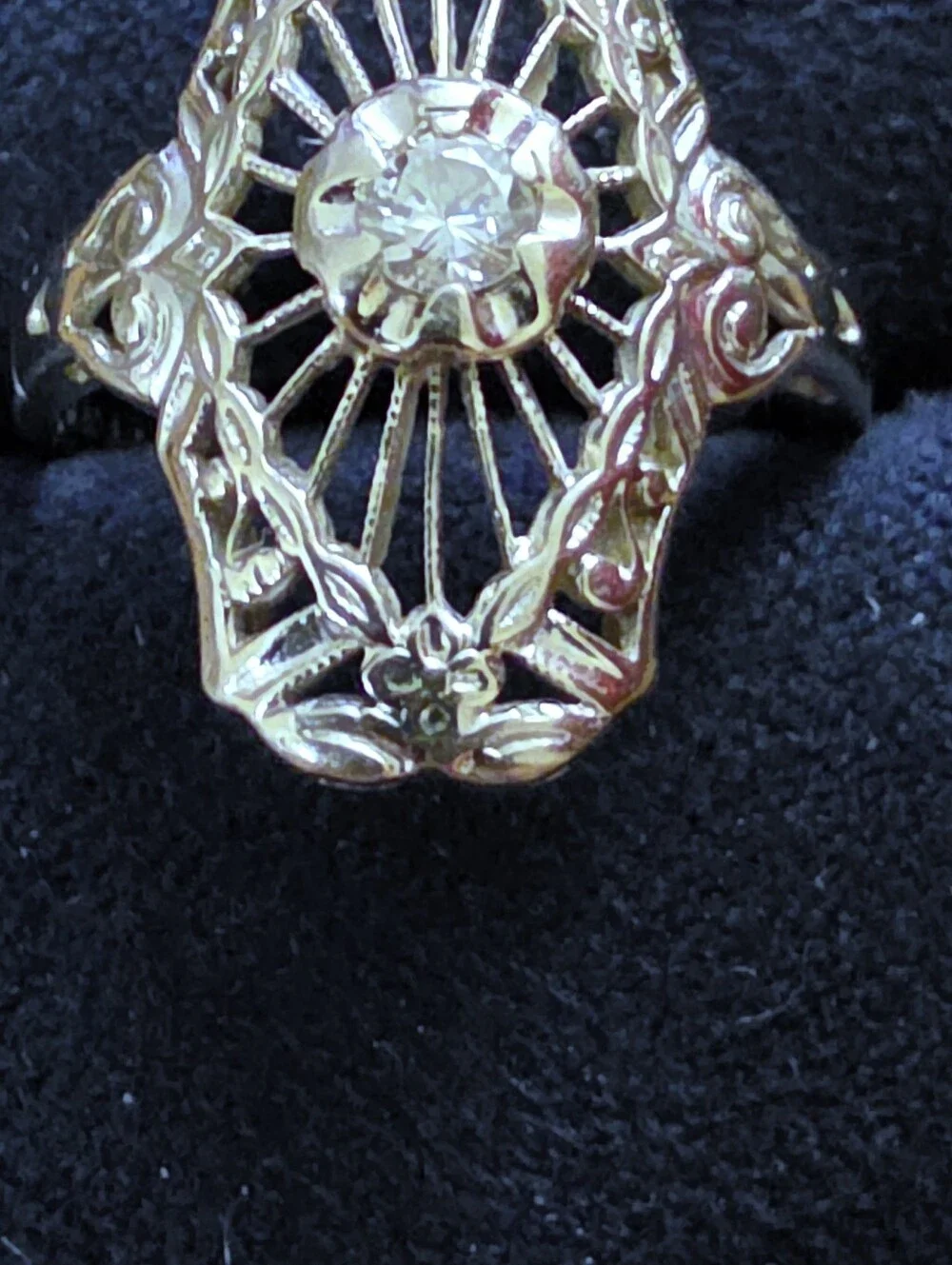 14k Diamond Filigree White Gold Ring (Vintage)